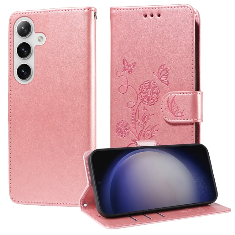 Embossed Butterfly Flowers Leather Phone Case, For Galaxy S26 5G, For Galaxy S25 Edge 5G, For Galaxy S25 5G, For Galaxy S25+ 5G