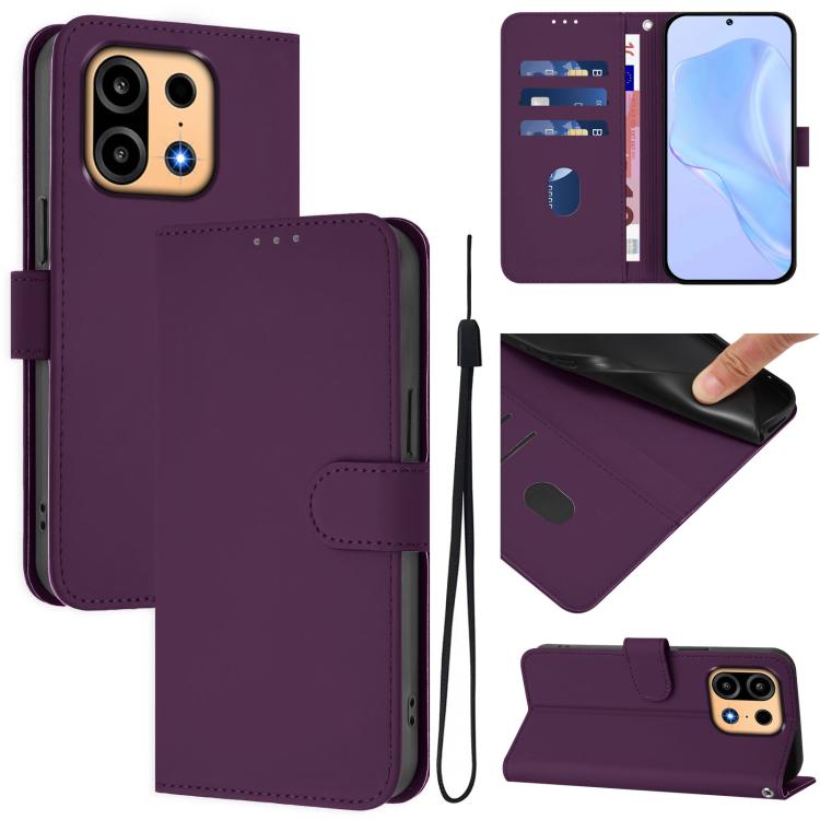 Skin Feel Solid Color Leather Phone Case with Lanyard, For OnePlus Turbo 6X Pro 5G