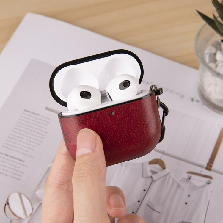 One-Piece Style Leather Earphone Protective Case with Hook, For AirPods Pro 3, For AirPods 4