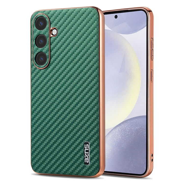 AZNS Electroplated Edge Carbon Fiber Texture Phone Case, For Galaxy S26 FE 5G, For Samsung Galaxy S26+ 5G, For Samsung Galaxy S26 Ultra 5G, For Samsung Galaxy S26 5G, For Samsung Galaxy S25 Edge 5G, For Samsung Galaxy S25 5G