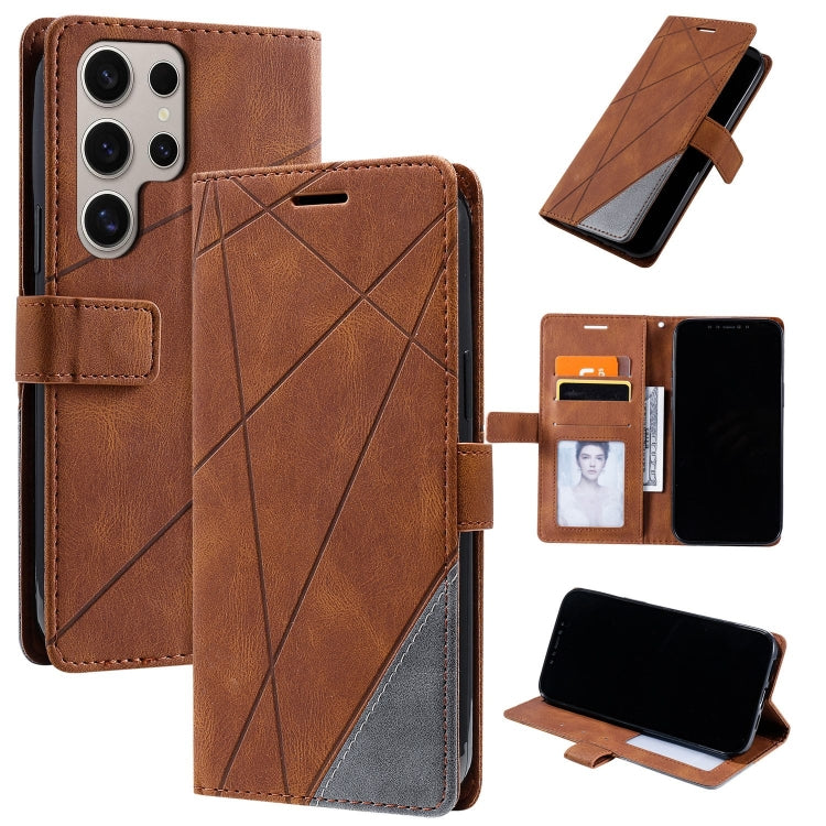 Skin Feel Splicing Leather Phone Case, For Samsung Galaxy S25 Edge 5G, For Samsung Galaxy S25 5G, For Samsung Galaxy S25+ 5G, For Samsung Galaxy S25 Ultra 5G