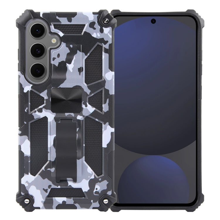 Camouflage Armor Kickstand TPU + PC Magnetic Phone Case, For Samsung Galaxy S25+ 5G, For Samsung Galaxy S25 Ultra 5G, For Samsung Galaxy S24 FE 5G