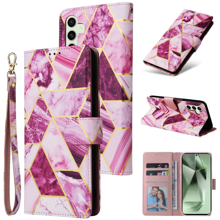 Marble Bronzing Stitching Leather Phone Case, For Samsung Galaxy S25+ 5G, For Samsung Galaxy S25 Ultra 5G, For Samsung Galaxy S24 FE 5G