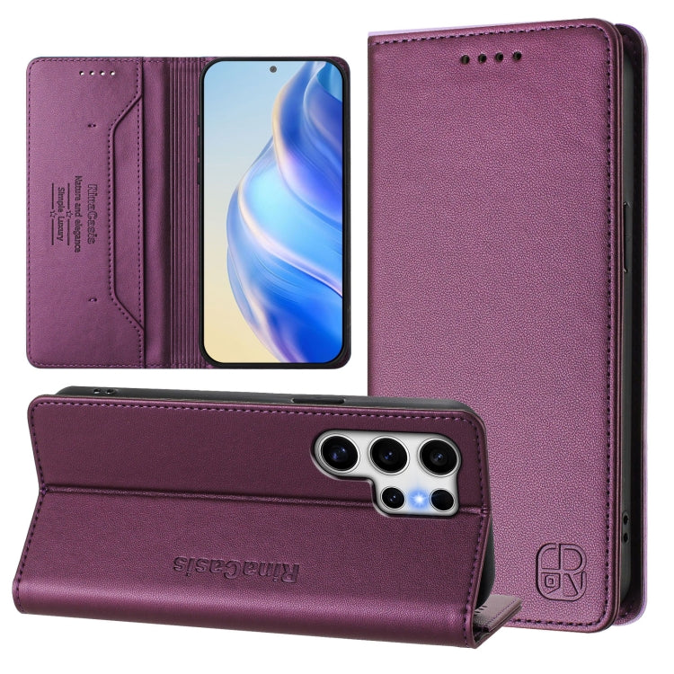 RC01 Dual-Folded Magnetic Suction RFID Leather Phone Case, For Galaxy S24 / S25 5G, For Galaxy S24+ / S25+ 5G, For Galaxy S25 Ultra 5G