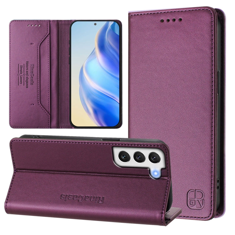 RC01 Dual-Folded Magnetic Suction RFID Leather Phone Case, For Galaxy S22 5G, For Galaxy S21 FE 5G, For Galaxy S21 5G