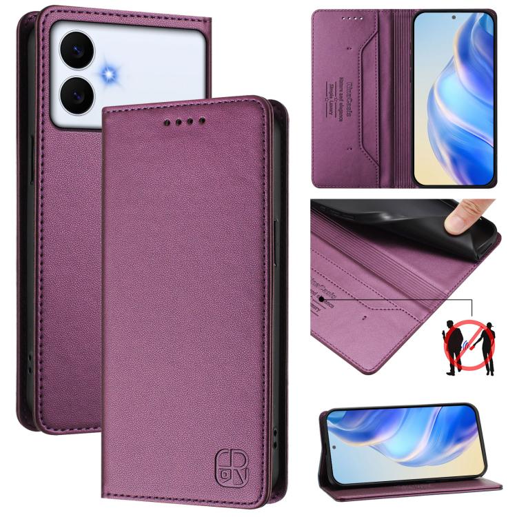 RC01 Dual-Folded Magnetic Suction RFID Leather Phone Case, For Galaxy S26 FE 5G, For Galaxy S26+ 5G, For Galaxy S26 Edge 5G
