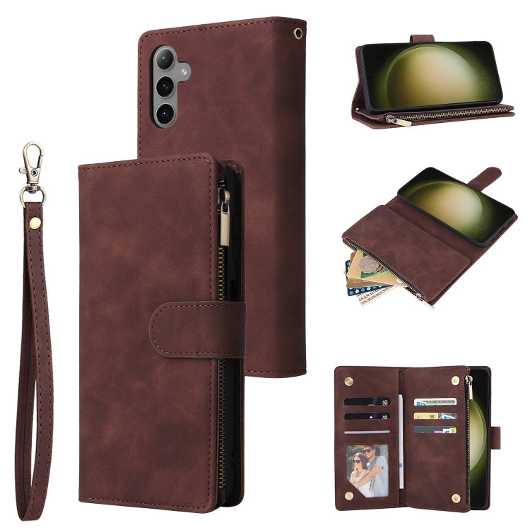 Multifunctional Frosted Zipper Wallet Leather Phone Case, For Galaxy S25 FE 5G, For Galaxy S25 Edge 5G, For Galaxy S25 5G, For Galaxy S25+ 5G