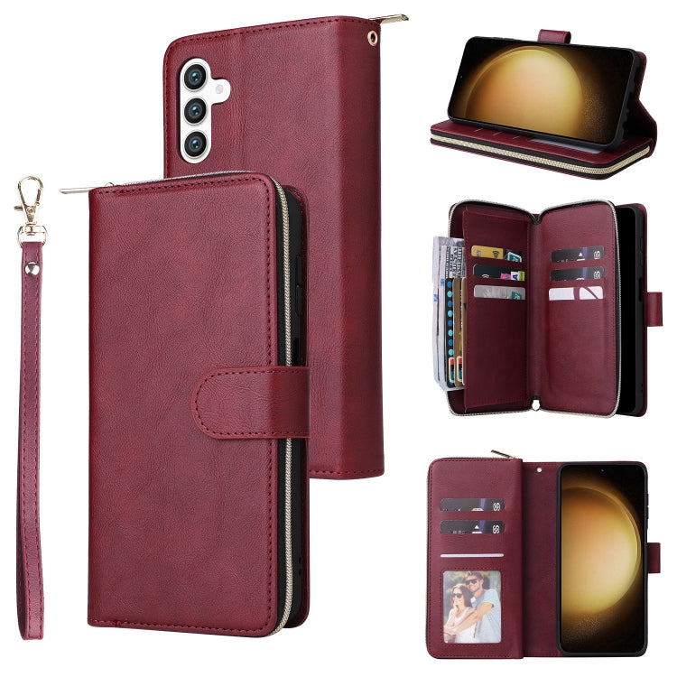 9-Card Slots Zipper Wallet Bag Leather Phone Case, For Galaxy S25 FE 5G, For Galaxy S25 Edge 5G, For Galaxy S25 5G, For Galaxy S25+ 5G