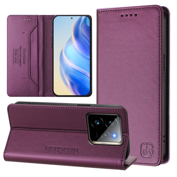 RC01 Dual-Folded Magnetic Suction RFID Leather Phone Case, For Realme 14 Pro+ 5G, For Realme 14 Pro 5G, For Realme GT 7 Pro 5G