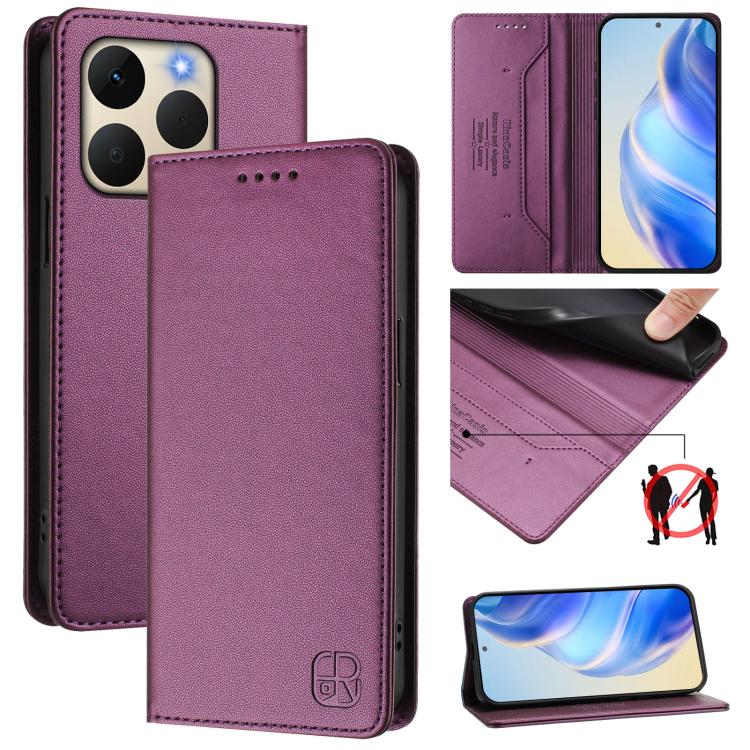 RC01 Dual-Folded Magnetic Suction RFID Leather Phone Case, For Realme P4 Pro 5G, For Realme P4, For Realme 15T 5G Global