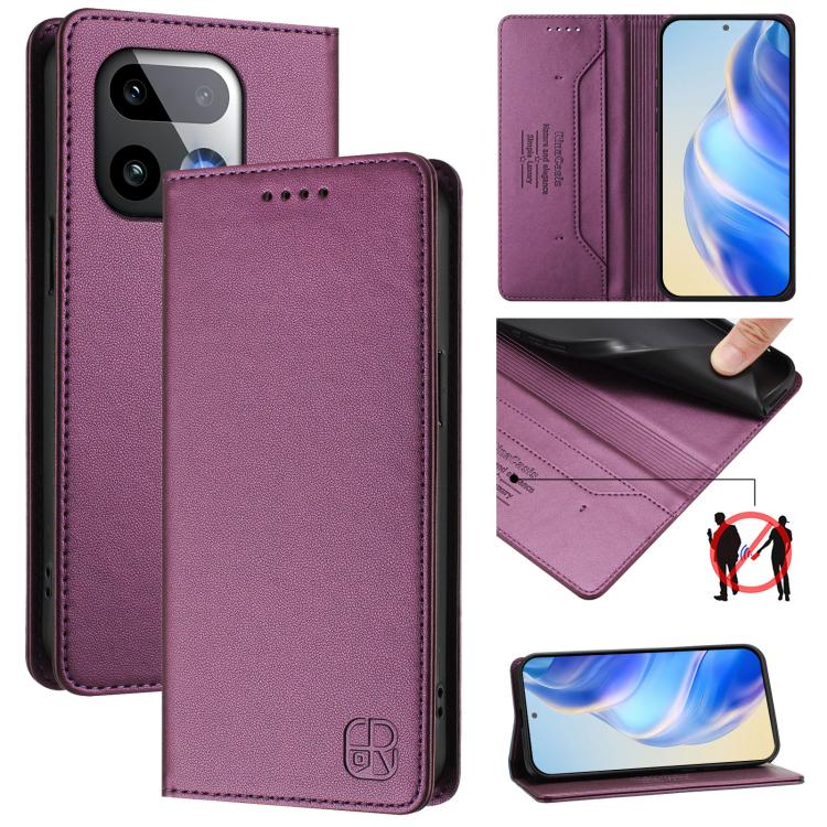 RC01 Dual-Folded Magnetic Suction RFID Leather Phone Case, For Realme Note 80 4G Global, For Realme 16 5G Global, For Realme 16 Pro+ 5G Global