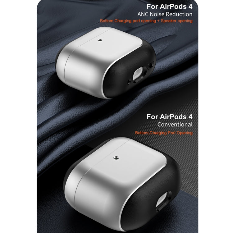 Electroplating Leather Texture Wireless Earbuds Box Protective Case, For AirPods 4 ANC, For AirPods 4