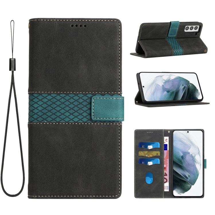 Grid Stitching Leather Phone Case with Lanyard, For Samsung Galaxy S22 Ultra 5G, For Samsung Galaxy S22+ 5G, For Samsung Galaxy S22 5G, For Samsung Galaxy S21 FE 5G, For Samsung Galaxy S21 5G, For Samsung Galaxy S21+ 5G