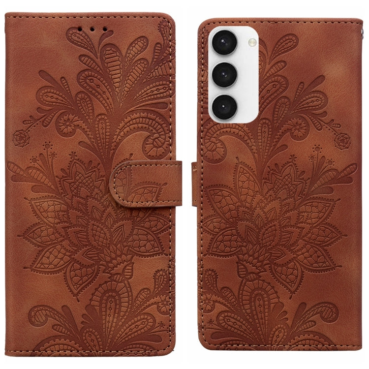 Lace Floral Embossed Magnetic Buckle PU Phone Case With Wrist Strap, For Samsung Galaxy S24 5G, For Samsung Galaxy S23 FE 5G, For Samsung Galaxy S23 Ultra 5G, For Samsung Galaxy S23+ 5G
