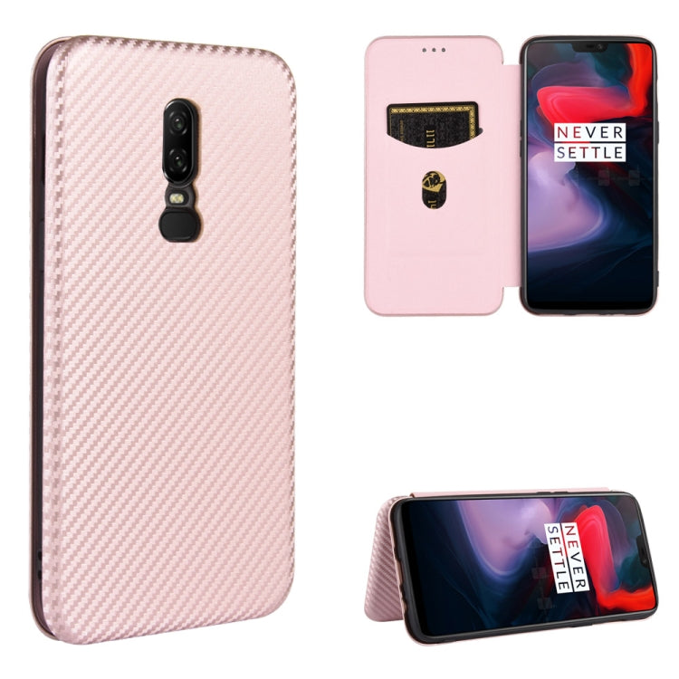 Carbon Fiber Texture Magnetic Horizontal Flip TPU + PC + PU Leather Case with Card Slot, For OnePlus 5T, For OnePlus 5, For OnePlus 6T, For OnePlus 6
