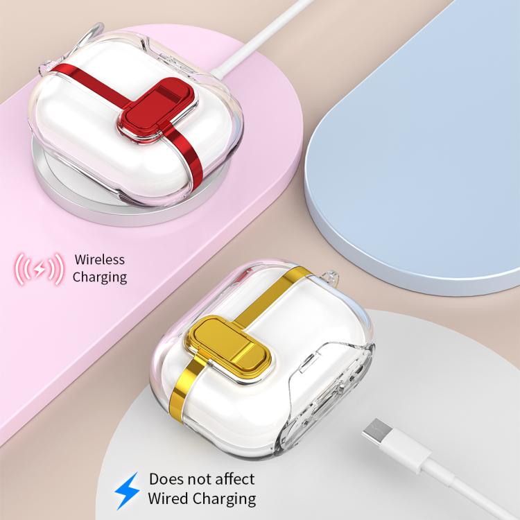 Electroplating Transparent Wireless Earphones Case with Security Lock, For AirPods Pro 3, For AirPods 4, For AirPods Pro 2