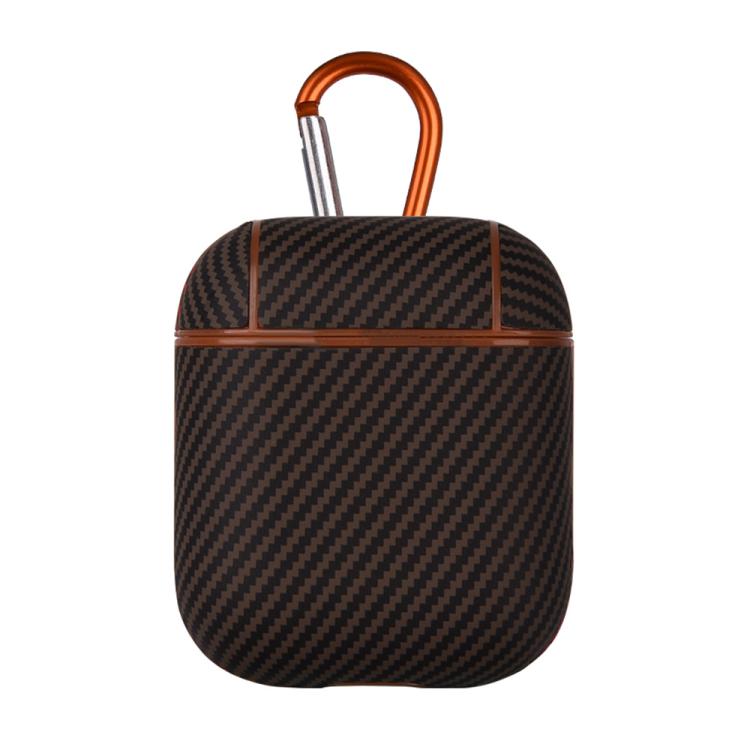 Carbon Fibre Texture PU Earbuds Box PC Case with Hook, For AirPods 4, For AirPods Pro 2, For AirPods 3, For AirPods Pro, For AirPods 1 / 2