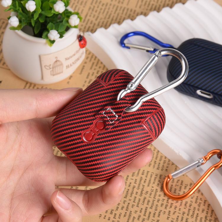 Carbon Fibre Texture PU Earbuds Box PC Case with Hook, For AirPods 4, For AirPods 3, For AirPods Pro, For AirPods 1 / 2, For AirPods Pro 2