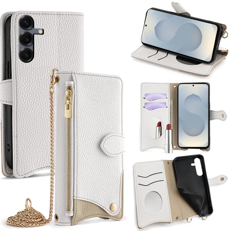 Crossbody Chain Fishtail Litchi Leather Phone Case, For Samsung Galaxy S26+ 5G, For Samsung Galaxy S26 Ultra 5G, For Samsung Galaxy S26 5G, For Samsung Galaxy S25 5G