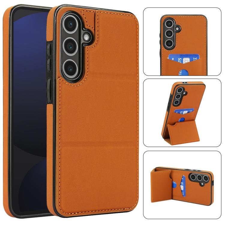 Tri-fold Holder Leather Phone Case with Card Slot, For Samsung Galaxy S25 5G, For Samsung Galaxy S25+ 5G, For Samsung Galaxy S25 Ultra 5G, For Samsung Galaxy S24 FE 5G