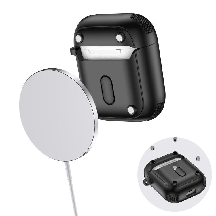 Armor Magnetic Wireless Earphones Case with Security Lock, For AirPods 1 / 2