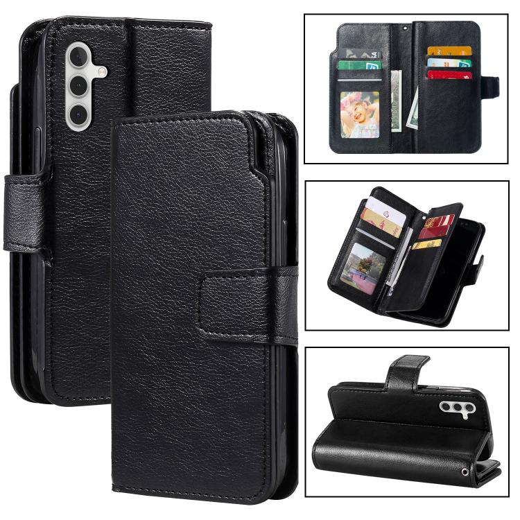 Tri-Fold 9-Card Wallets Leather Phone Case, For Samsung Galaxy S25 5G, For Samsung Galaxy S25+ 5G, For Samsung Galaxy S25 Ultra 5G, For Samsung Galaxy S24 FE 5G