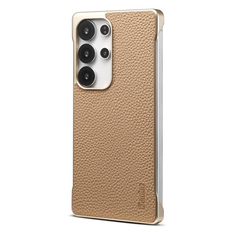Denior A20 Genuine Leather Litchi Texture MagSafe Frameless Phone Case, For Samsung Galaxy S25 5G, For Samsung Galaxy S25+ 5G, For Samsung Galaxy S25 Ultra 5G