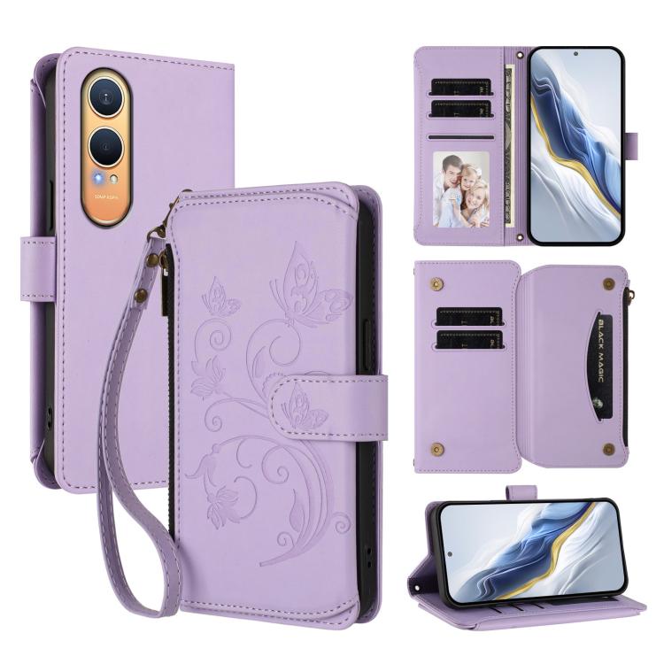 Butterfly Love Flower Multi-card Zipper Wallet Leather Phone Case, For OnePlus 13, For OnePlus Nord 4 5G, For OnePlus Nord CE4 Lite 5G