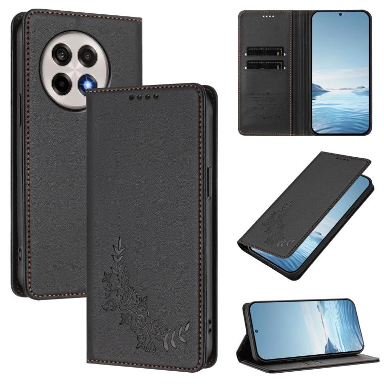 Peony Embossed Magnetic RFID Vegan Leather Phone Case, For OnePlus 13T 5G, For OnePlus 13R / Ace 5 / Ace 5 Pro