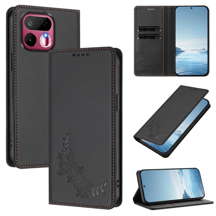 Peony Embossed Magnetic RFID Vegan Leather Phone Case, For Realme P4x 5G / OnePlus Nord CE6 Lite, For Realme 16T 5G