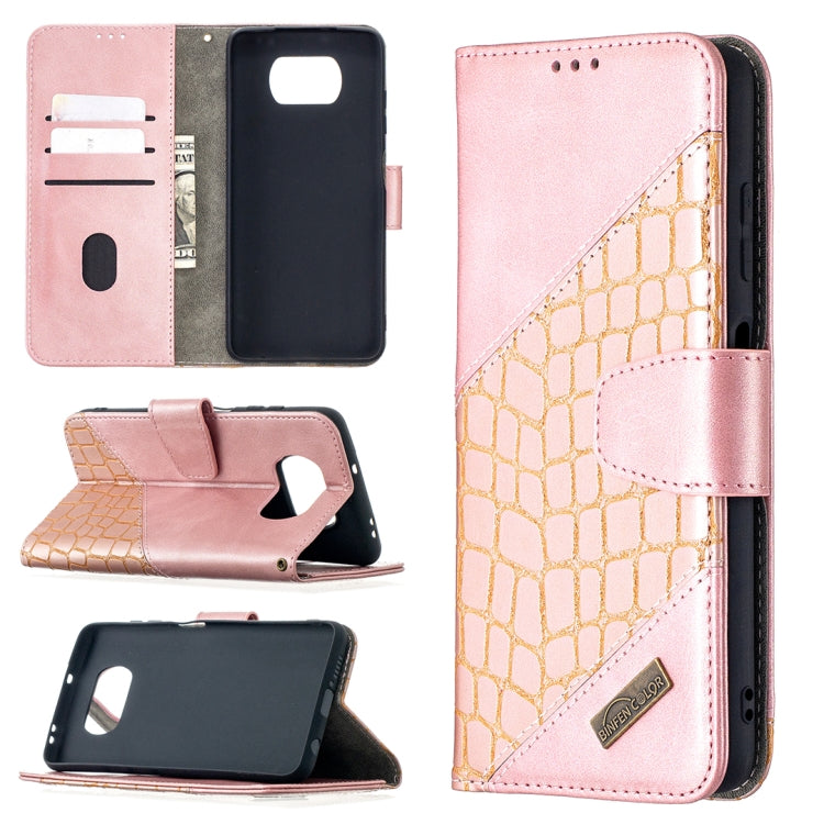 Matching Color Crocodile Texture Horizontal Flip PU Leather Case with Wallet & Holder & Card Slots, For Xiaomi Mi Poco X3
