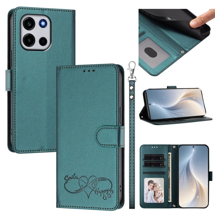 Happy Heart Pattern Magnetic Closure Vegan Leather Phone Case with Wrist Strap, For OnePlus Ace 6 Ultra 5G, For OnePlus Turbo 6