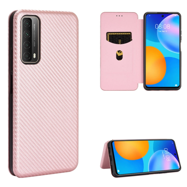 Carbon Fiber Texture Magnetic Horizontal Flip TPU + PC + PU Leather Case with Card Slot, For LG K42, For OPPO Realme V5 / Realme Q2, For Wiko View5 Plus, For Huawei P Smart 2021 / Y7A