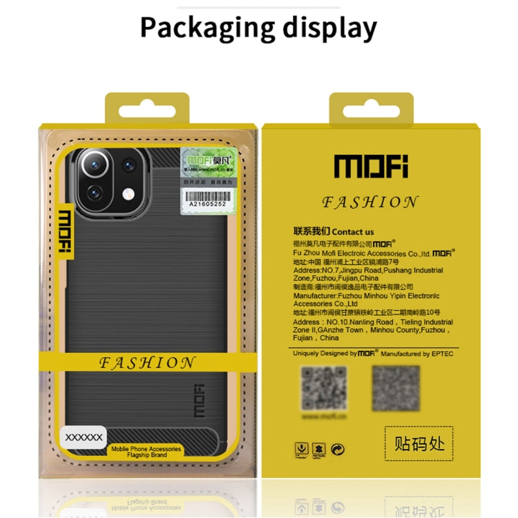 MOFI Gentleness Series Brushed Texture Carbon Fiber Soft TPU Case, For Xiaomi Mi 11 Lite, For Xiaomi Mi 11 Pro, For OnePlus 9R