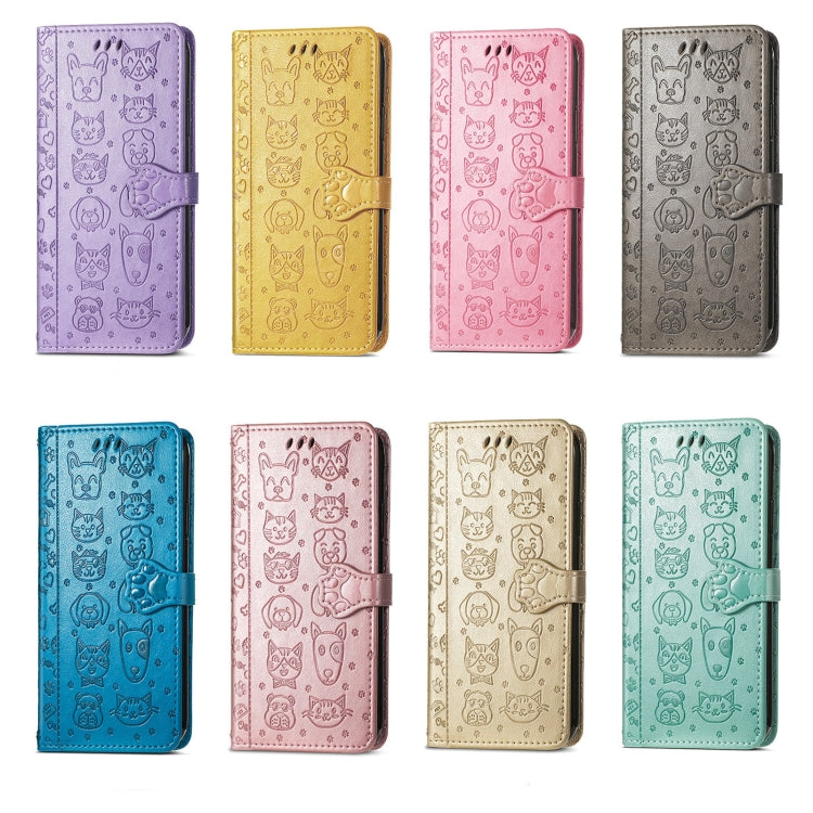 Cat and Dog Embossed Leather Phone Case, For vivo Y16, For vivo Y77 5G Global