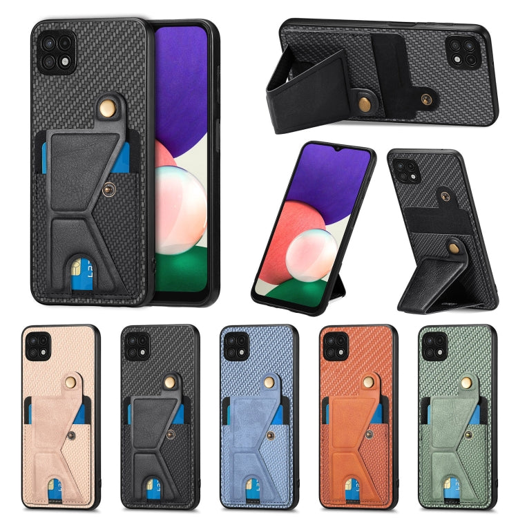 Carbon Fiber Wallet Flip Card K-shaped Holder Phone Case, For Samsung Galaxy A22 5G, For Samsung Galaxy A32 5G