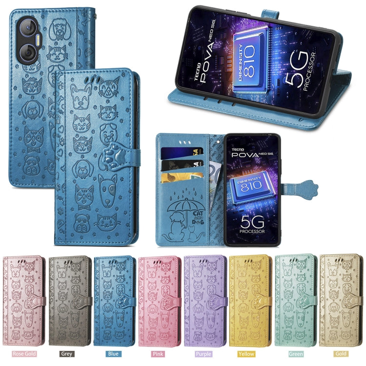 Cat and Dog Embossed Phone Leather Phone Case, For Tecno Pova Neo 5G, For vivo S15e, For Samsung Galaxy A14 4G