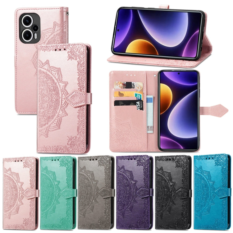 Mandala Flower Embossed Leather Phone Case, For Xiaomi Poco F5