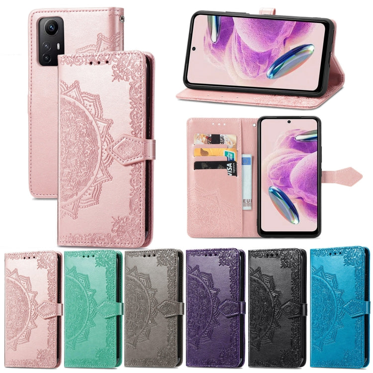 Mandala Flower Embossed Leather Phone Case, For Xiaomi Redmi Note 12S