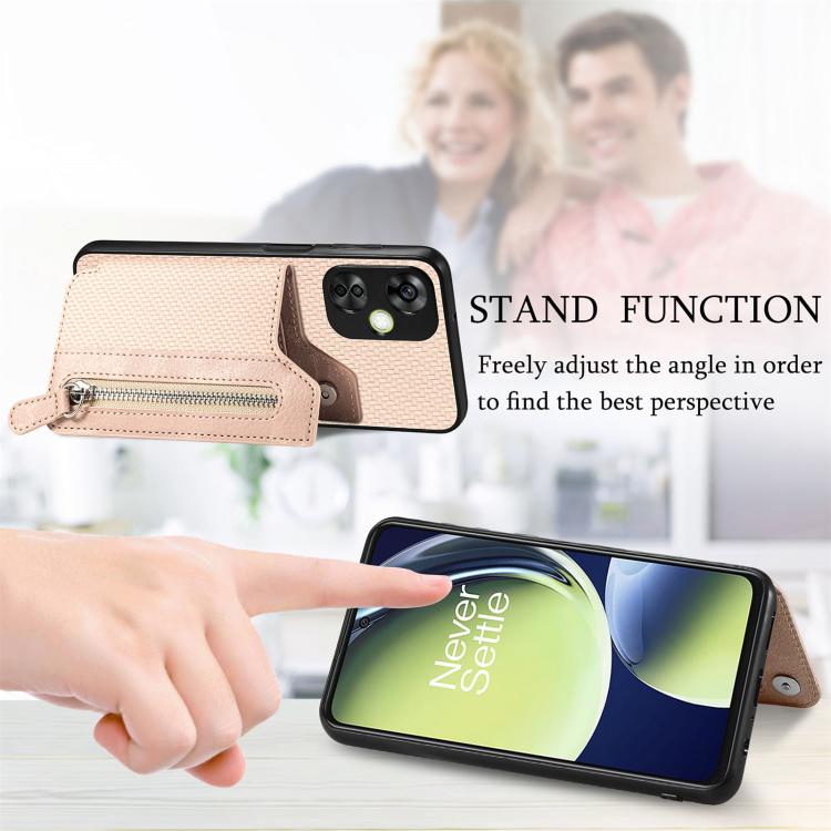 Carbon Fiber Horizontal Flip Zipper Wallet Phone Case, For OnePlus Ace 6 / 6T / 15R, For OnePlus 15, For OnePlus Nord CE 3 Lite, For OnePlus Nord CE 2 Lite 5G