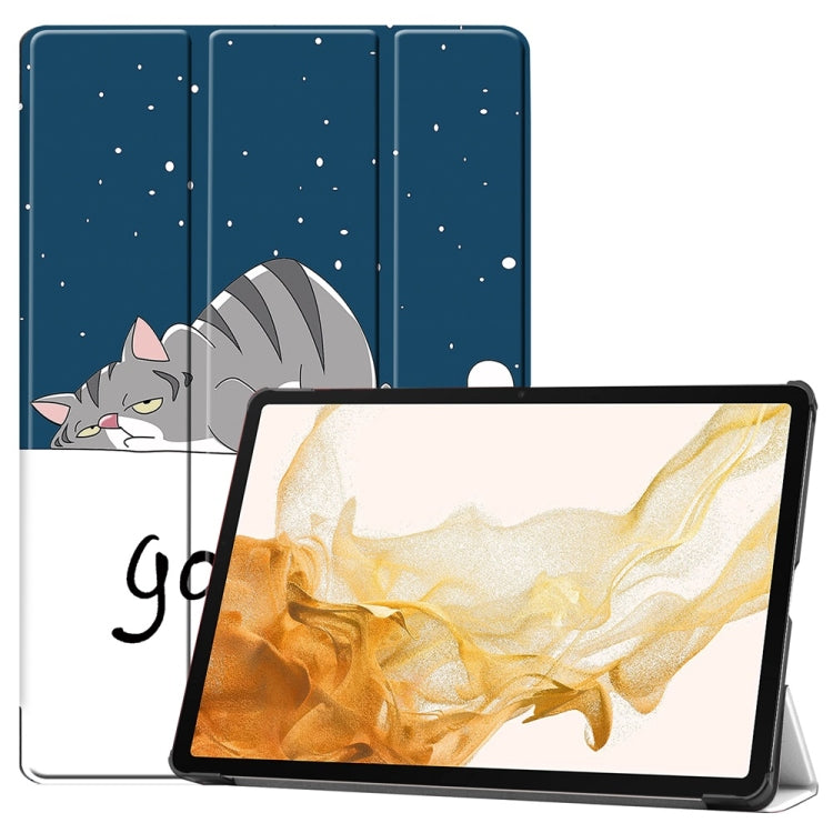 JUNSUNMAY Custer Painted 3-Fold Stand Leather Smart Tablet Case, For Samsung Galaxy Tab S9, For Samsung Galaxy Tab S9 FE+ 12.4, For Samsung Galaxy Tab S9 FE 10.9, For Samsung Galaxy Tab S9+
