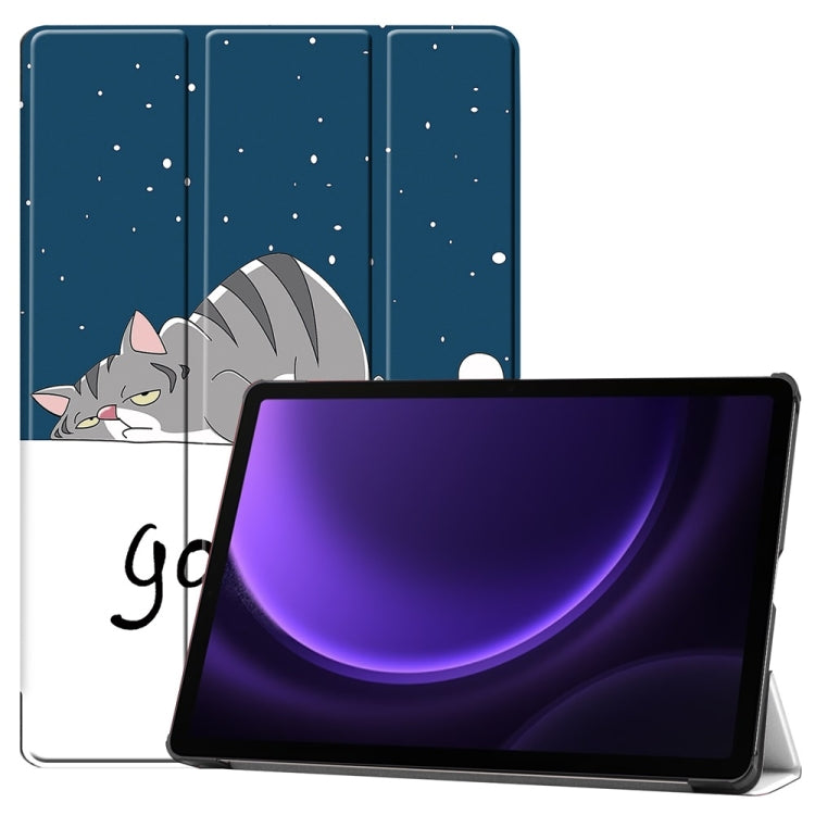 JUNSUNMAY Custer Painted 3-Fold Stand Leather Smart Tablet Case, For Samsung Galaxy Tab S9, For Samsung Galaxy Tab S9 FE+ 12.4, For Samsung Galaxy Tab S9+, For Samsung Galaxy Tab S9 FE 10.9