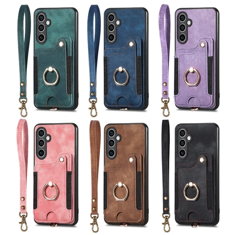 Retro Skin-feel Ring Multi-card Wallet Phone Case, For Samsung Galaxy S25 Edge 5G, For Samsung Galaxy A56 5G, For Samsung Galaxy A36, For Samsung Galaxy S25 5G