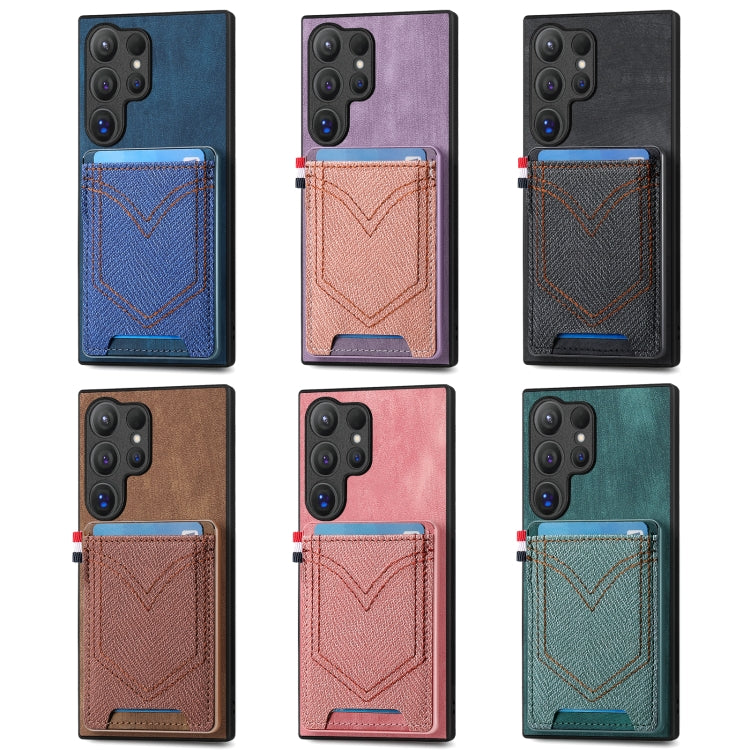Denim Texture Leather Skin Phone Case with Card Slot, For Samsung Galaxy S24 Ultra 5G, For Samsung Galaxy S24+ 5G
