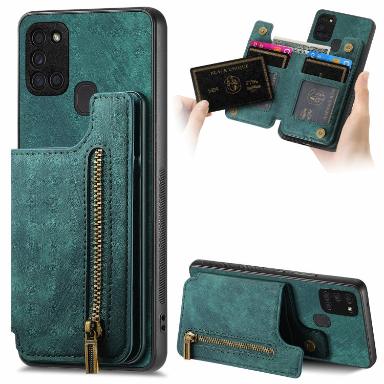 Retro Leather Zipper Wallet Back Phone Case, For Samsung Galaxy A54 5G, For Samsung Galaxy A04 4G, For Samsung Galaxy M53 5G, For Samsung Galaxy M33