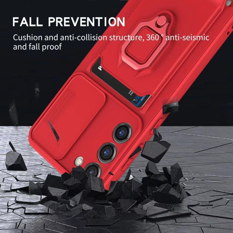 Sliding Camshield Magnetic Card Holder Silicone Phone Case, For Samsung Galaxy S24 FE 5G, For Samsung Galaxy A15 5G, For Samsung Galaxy A55 5G, For Samsung Galaxy A35 5G