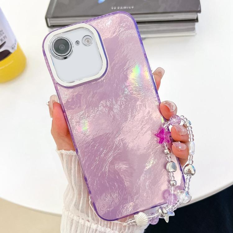 Plating Glitter Texture Chain Wristband TPU Phone Case with Lens Film, For iPhone 16e