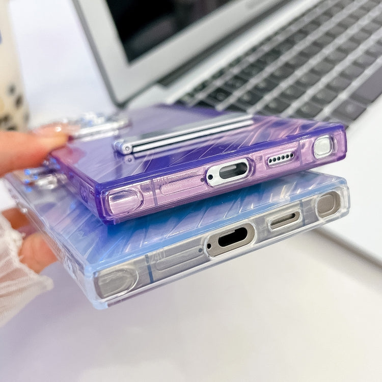 Plating Glitter Texture Fold Holder TPU Phone Case with Lens Film, For Samsung Galaxy S24+ 5G