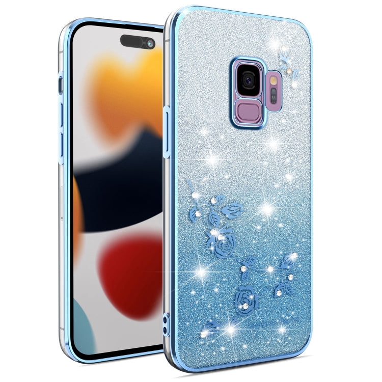 Gradient Glitter Flower All-inclusive Phone Case, For Samsung Galaxy A10s, For Samsung Galaxy S10 5G, For Samsung Galaxy A10, For Samsung Galaxy A50, For Samsung Galaxy S10e, For Samsung Galaxy S10+, For Samsung Galaxy S9+, For Samsung Galaxy S9