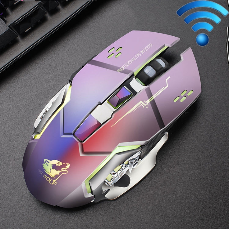 FREEDOM-WOLF X8 2400 DPI 6 Keys 2.4G Wireless Charging Silent Luminous Gaming Mechanical Mouse, X8 Star Black, X8 Metal Grey